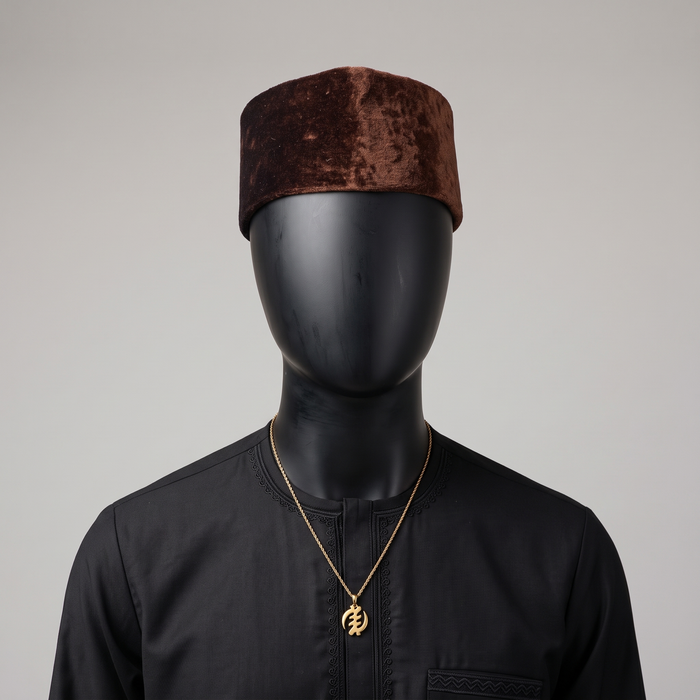 Brown Velvet Nigerian Cap