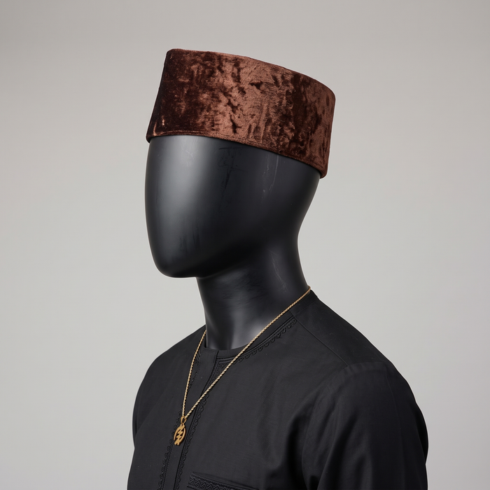 Brown Velvet Nigerian Cap