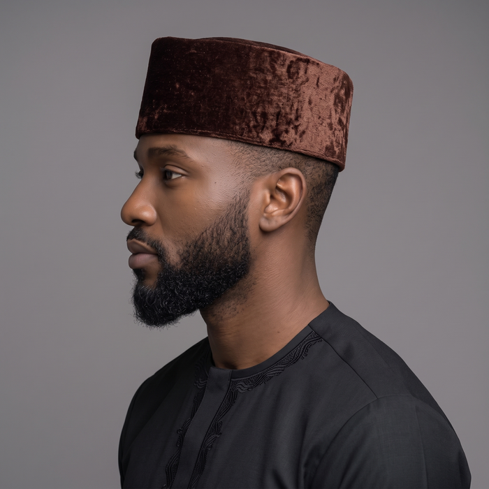 Brown Velvet Nigerian Cap