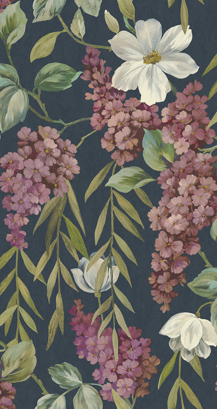 Buddleia – Trailing Blooms Wallpaper – Navy