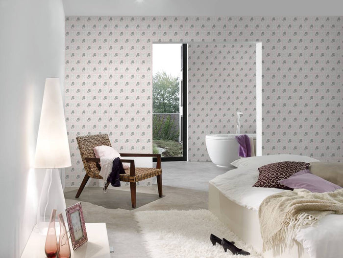 Cameo Wallpaper Heavy Weight Wallpaper - Gray/Red