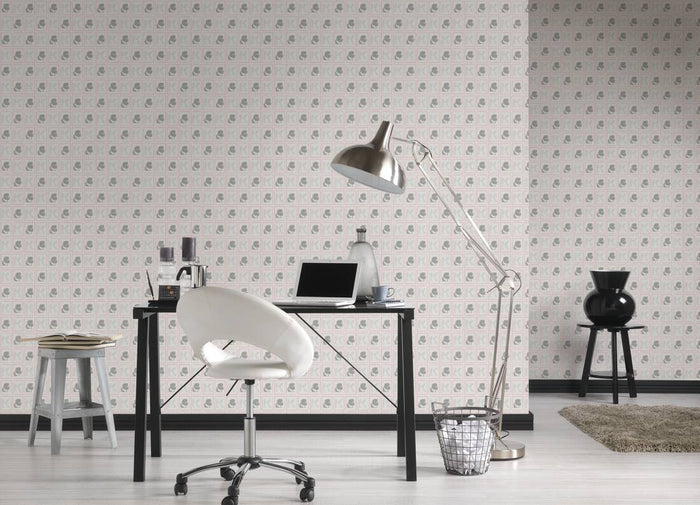 Cameo Wallpaper Heavy Weight Wallpaper - Gray/Red