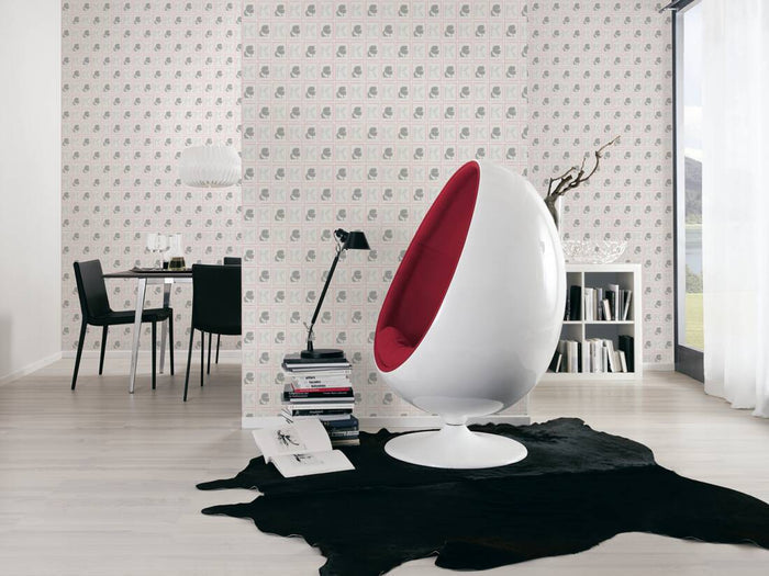 Cameo Wallpaper Heavy Weight Wallpaper - Gray/Red