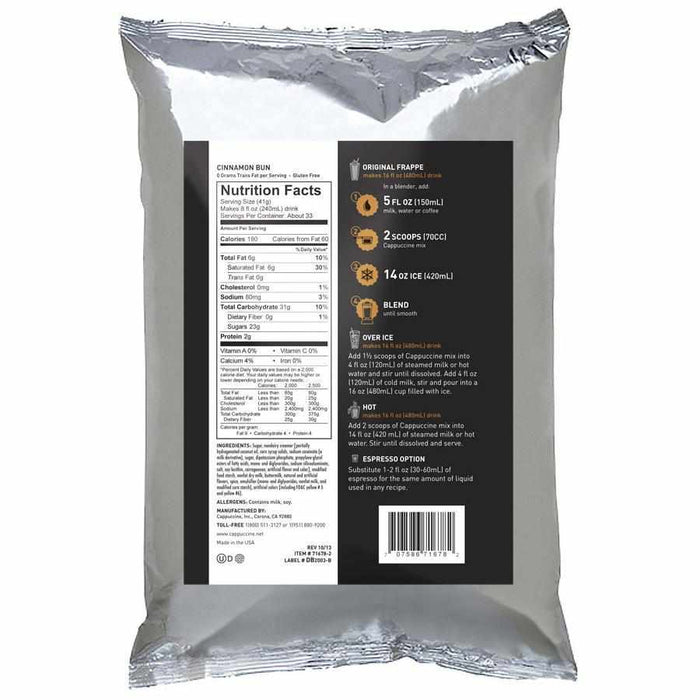 Cappuccine Cinnamon Bun Frappe Mix (3 lbs)-Powdered Base-Cappuccine-Restaurant Supply Drop