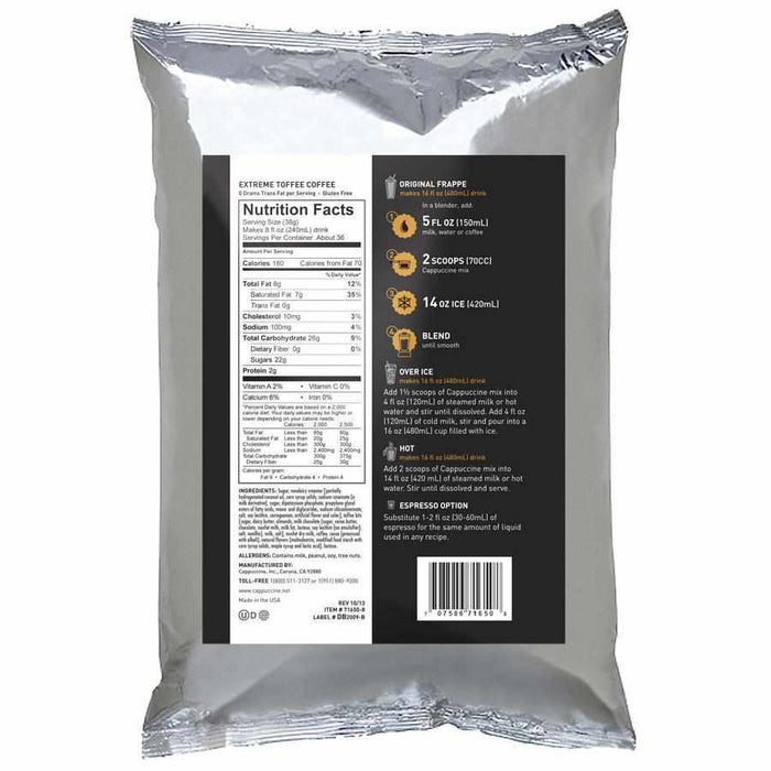 Cappuccine Extreme Toffee Coffee Frappe Mix (3 lbs)-Powdered Base-Cappuccine-Restaurant Supply Drop