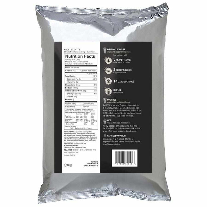 Cappuccine Frosted Latte Frappe Mix (3 lbs)-Powdered Base-Cappuccine-Restaurant Supply Drop