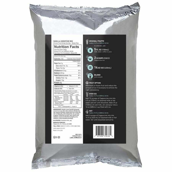 Cappuccine Vanilla Smoothie Mix (3 lbs)-Powdered Base-Cappuccine-Restaurant Supply Drop