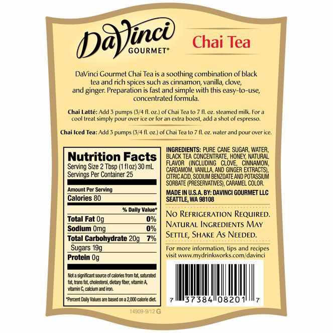 Chai Tea Concentrate Davinci Gourmet Bottle - 750mL-Syrups-DaVinci Gourmet-Restaurant Supply Drop