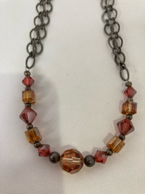 Chain Amber Beaded Necklace