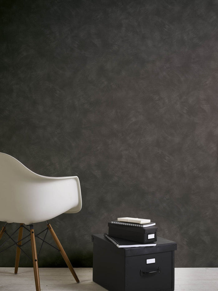Charred Plaster Vinyl Wallpaper - Charcoal