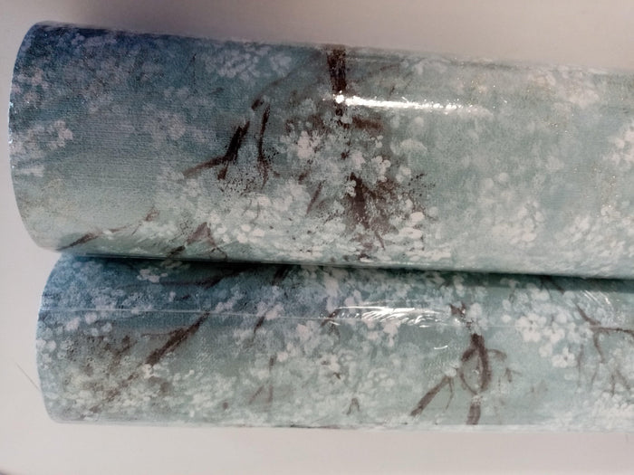 Cherry Blossoms Spring Wallpaper - Soft Turquoise