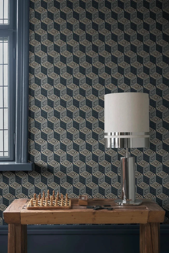 Chiara – Dark Blue – custom sized wallpaper mural (per m²)