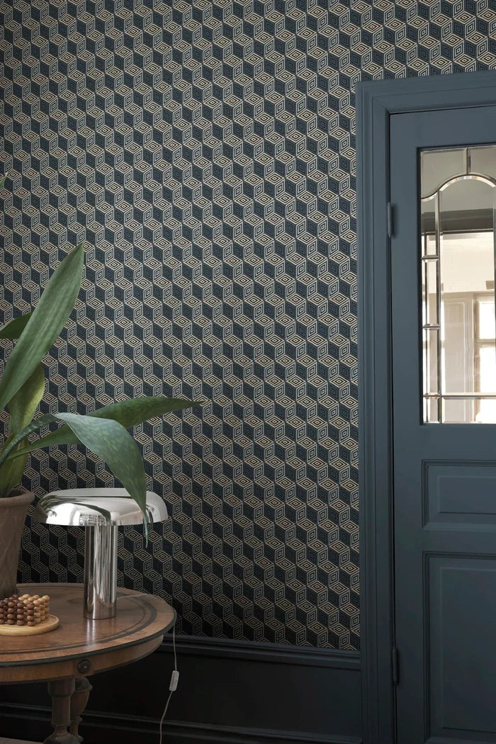 Chiara – Dark Blue – custom sized wallpaper mural (per m²)
