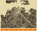 City Map Many Cities - Custom Sized Wallpaper Mural (per m2) - Auckland Retro