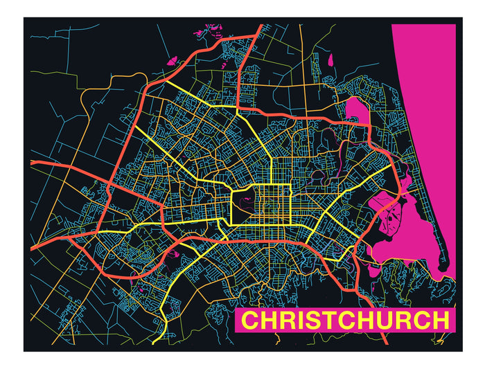 City Map Many Cities - Custom Sized Wallpaper Mural (per m2) - Christchurch Candy