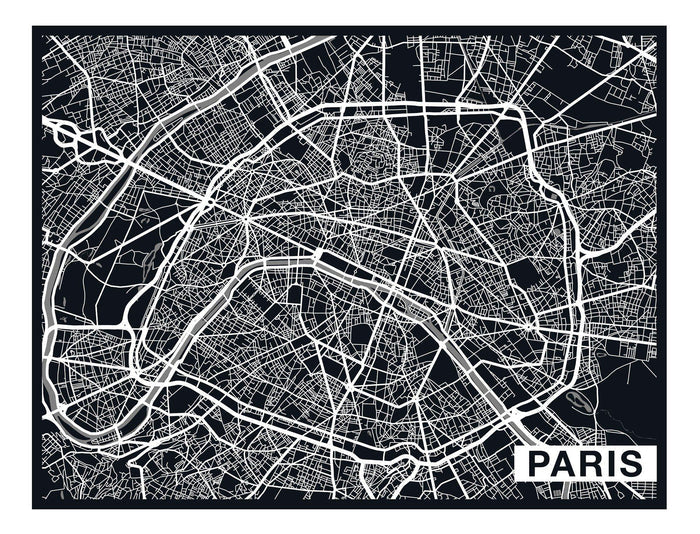 City Map Many Cities - Custom Sized Wallpaper Mural (per m2) - Paris Ebony