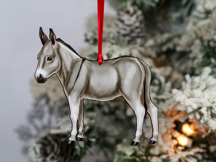 Classy Equine - Gray Miniature Donkey Christmas Ornament Decoration Gift