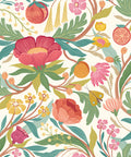 Clementine Wallpaper - Lipstick & Olive