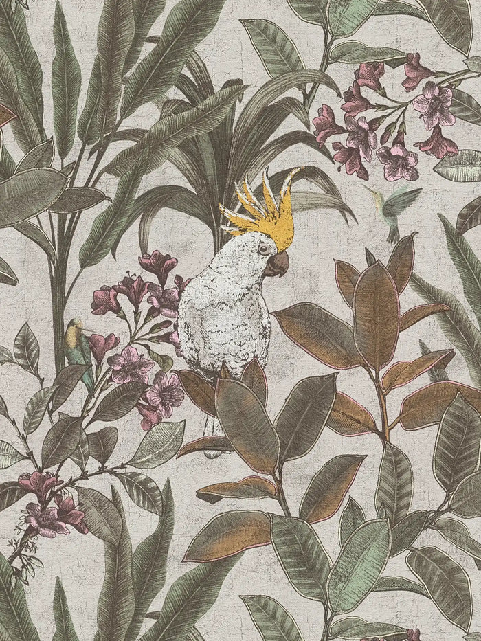 Cockatoo Jungle Wallpaper - Cream