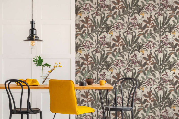 Cockatoo Jungle Wallpaper - Cream