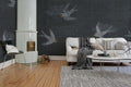 Concrete Swallows - Night - Custom Sized Mural Wallpaper (per m2)