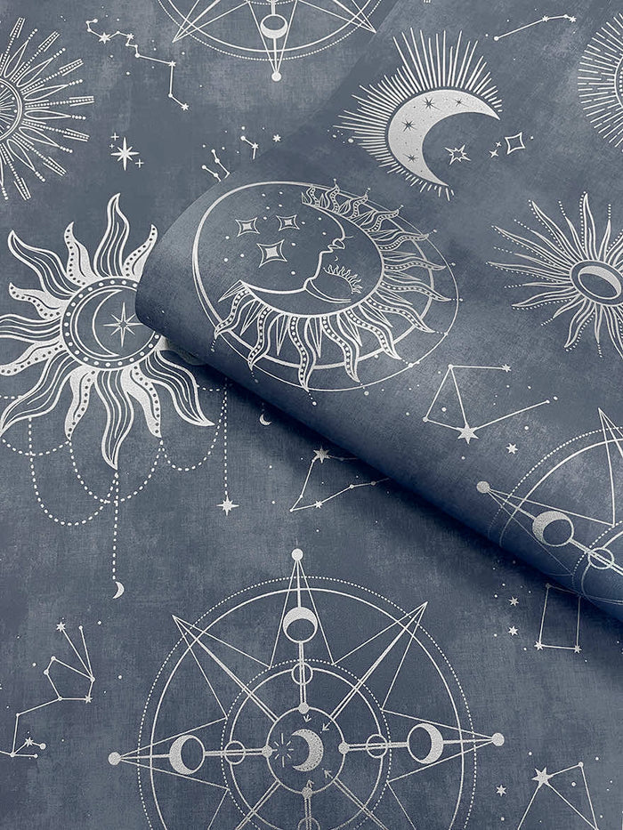 Cosmic – Celestial Wallpaper – Navy Silver