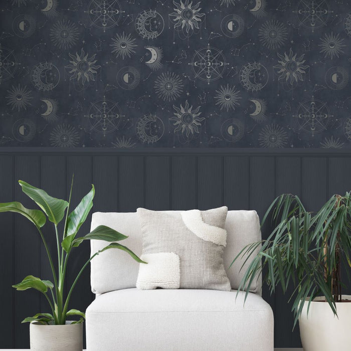 Cosmic – Celestial Wallpaper – Navy Silver