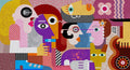 Couples Mural - Cubist Style Wallpaper