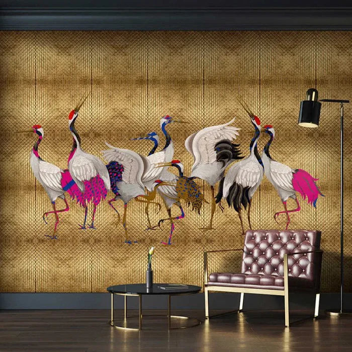 Crane Parade - Custom Sized Wallpaper Mural (per m2)