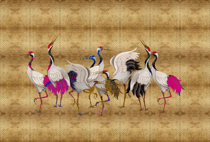 Crane Parade - Custom Sized Wallpaper Mural (per m2)