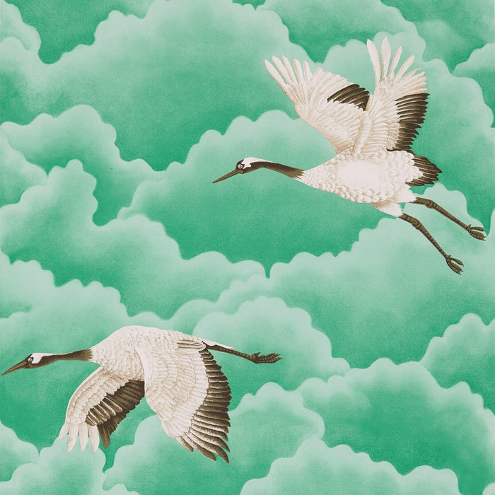 Cranes Wallpaper - Emerald