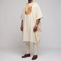 Cream 3-Piece Embroidered Agbada Set