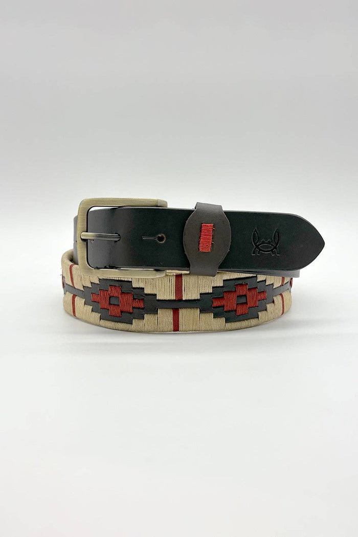 Custi Mikelo: Argentine Leather Belt Beige Red