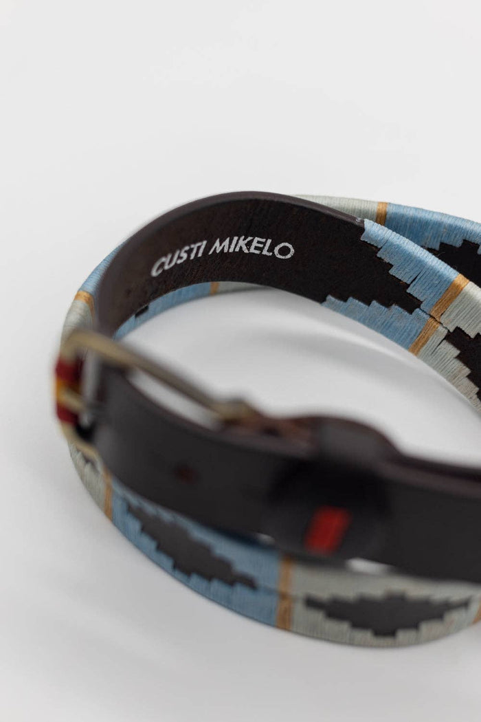 Custi Mikelo: Argentine leather belt Celeste