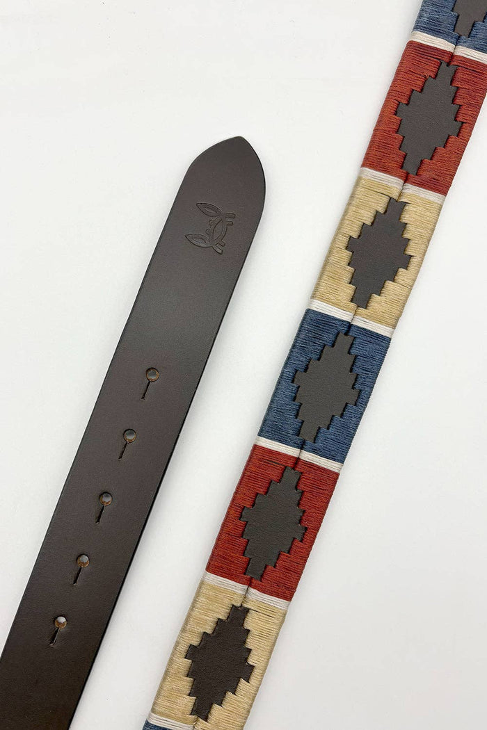 Custi Mikelo: Argentine leather belt Navy Beige Red