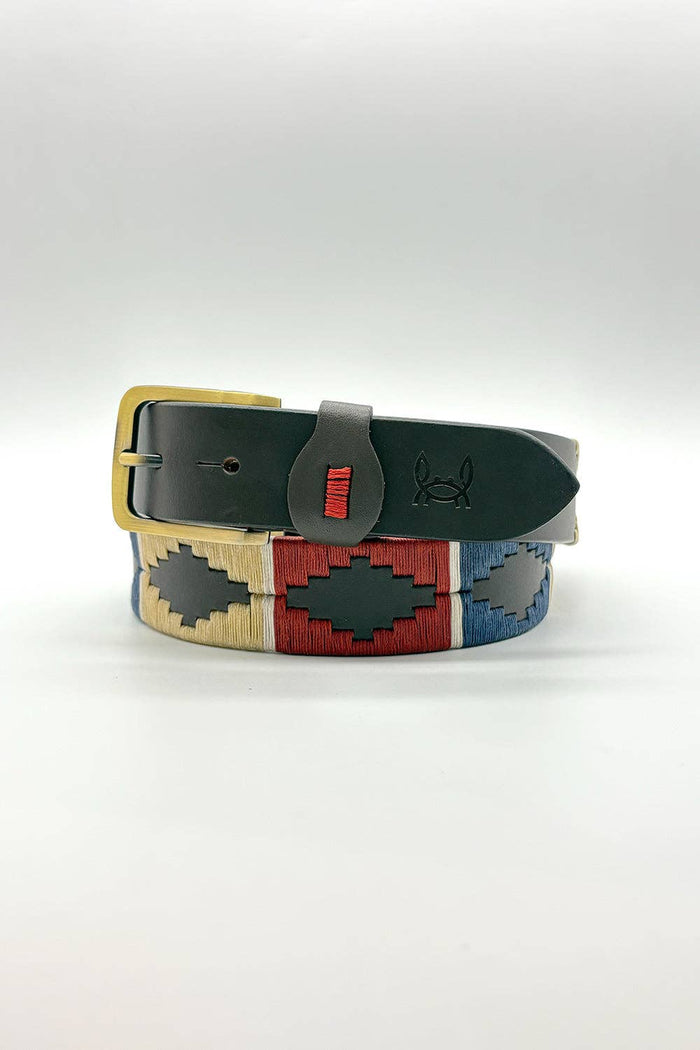 Custi Mikelo: Argentine leather belt Navy Beige Red