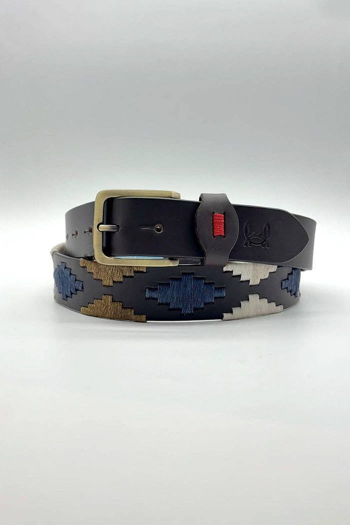 Custi Mikelo: Argentine leather belt Navy Hazelnut