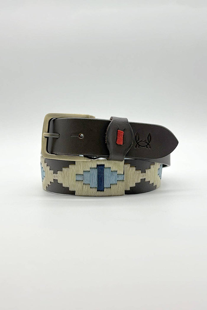 Custi Mikelo: Argentinian leather belt Beige Sky Blue