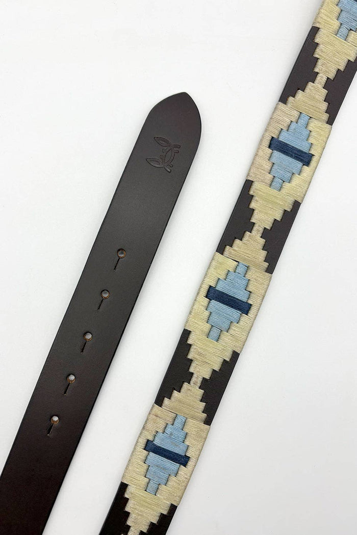 Custi Mikelo: Argentinian leather belt Beige Sky Blue