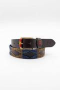 Custi Mikelo Argentinian Leather Polo Belt Navy/Brown