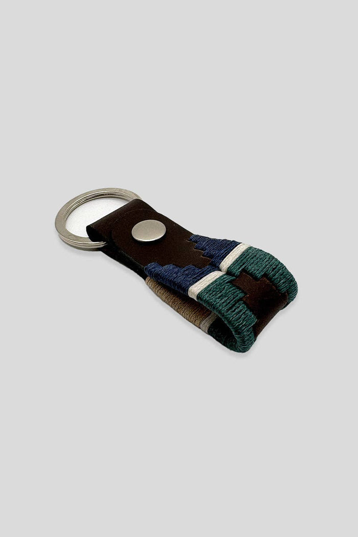 Custi Mikelo Argentinian Turquoise/Navy Leather Keychain