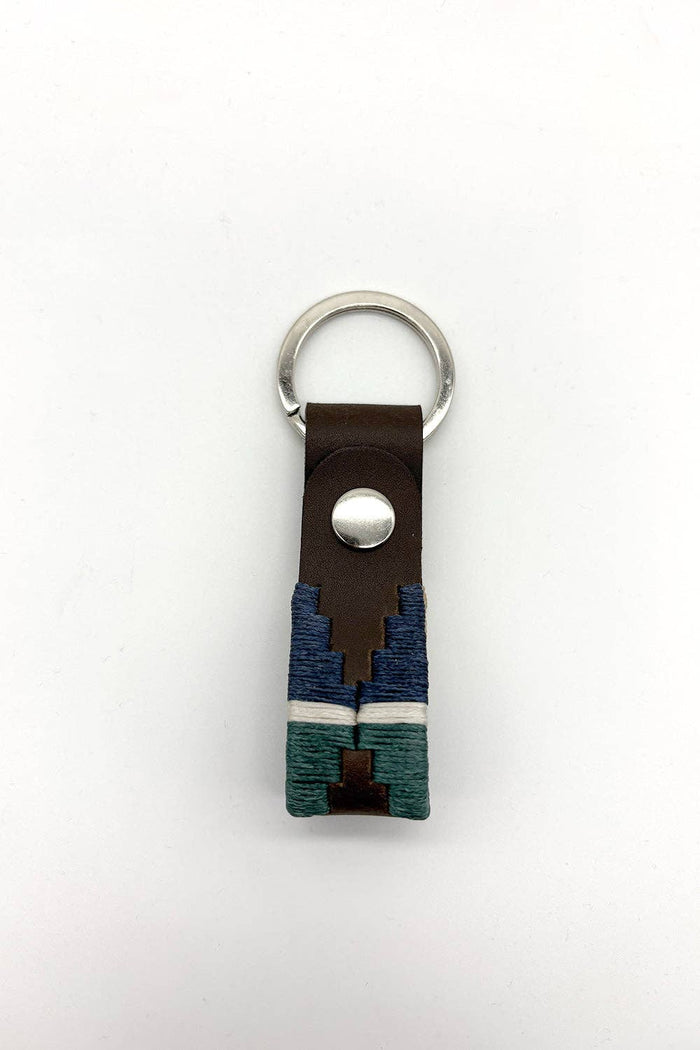 Custi Mikelo Argentinian Turquoise/Navy Leather Keychain