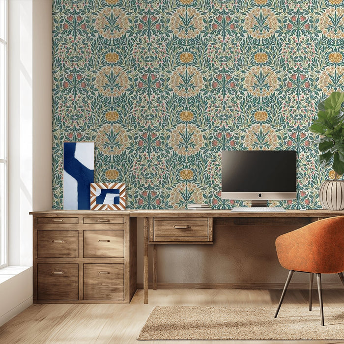 Daisy & Oak Wallpaper - Madder / Teal