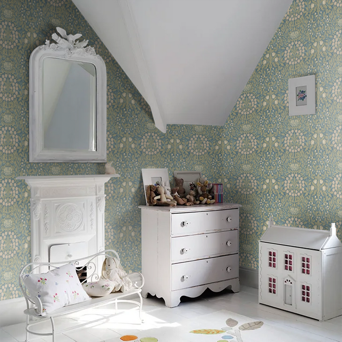 Daisy & Oak Wallpaper - Powder Blue / Blush