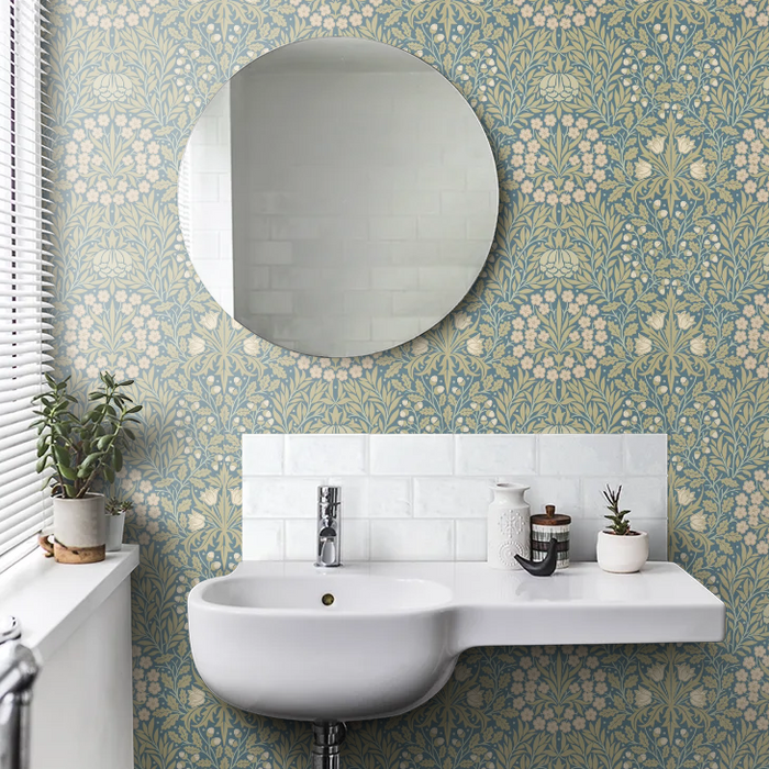 Daisy & Oak Wallpaper - Powder Blue / Blush