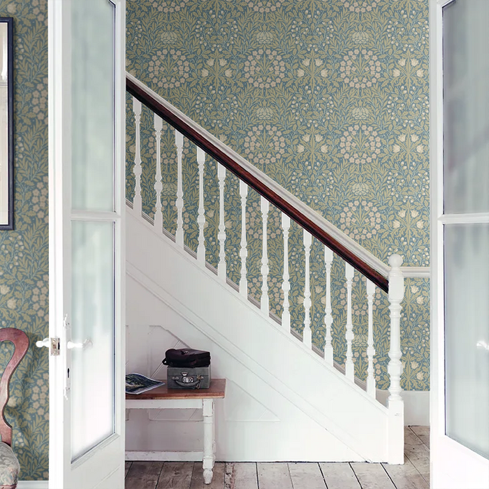 Daisy & Oak Wallpaper - Powder Blue / Blush