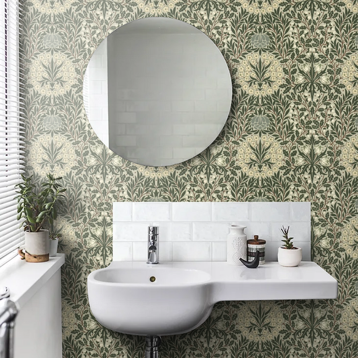 Daisy & Oak Wallpaper - Sage / Forest