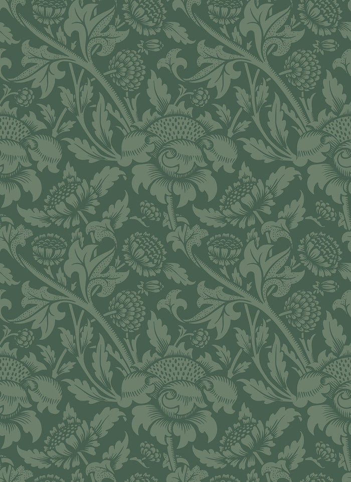 Damask Trail Wallpaper - Forest Green