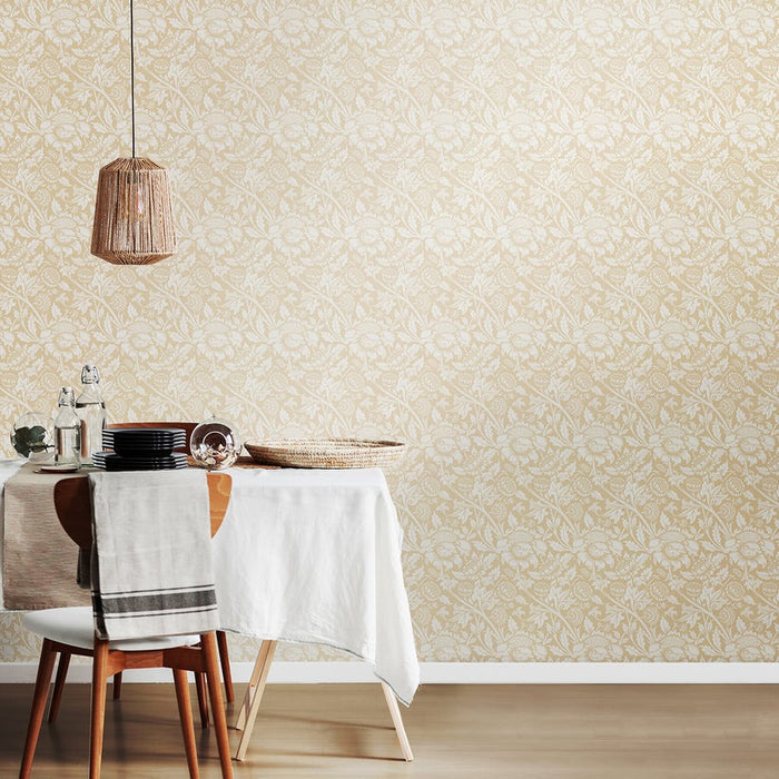 Damask Trail Wallpaper - Linen