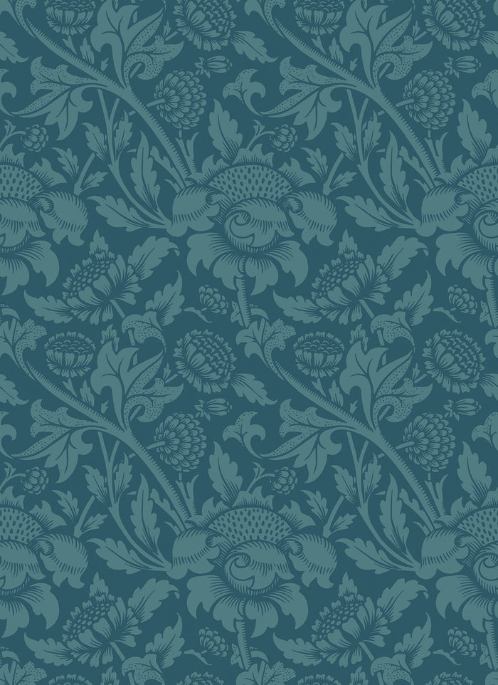 Damask Trail Wallpaper - Rich Teal